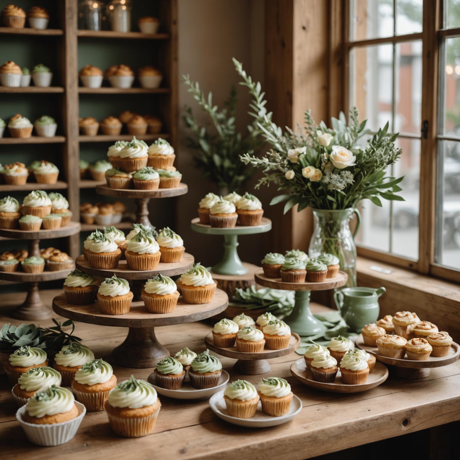 Hand-finished cakes and cupcakes on the Cloudleaf bakery counter