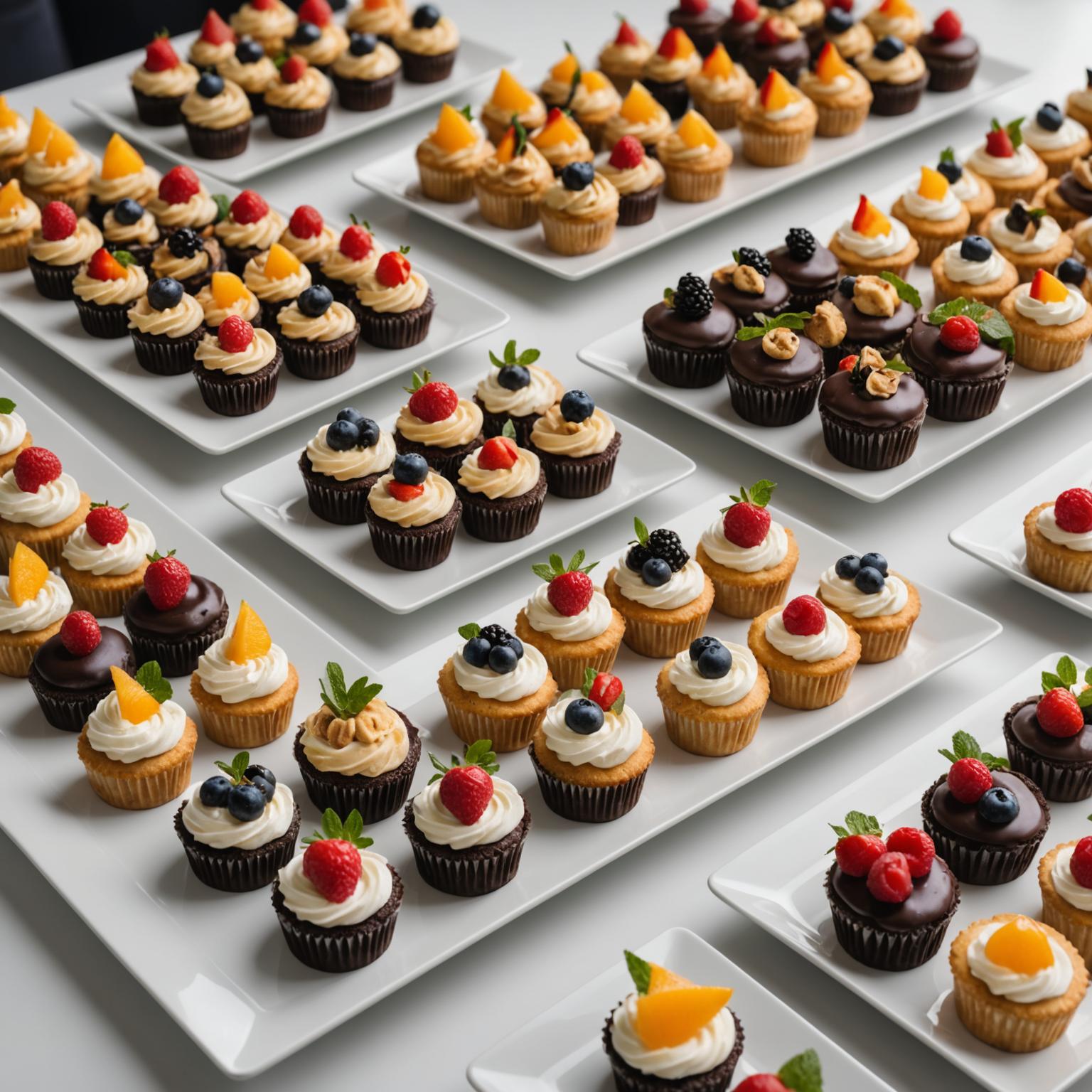 Corporate catering platter of mini desserts