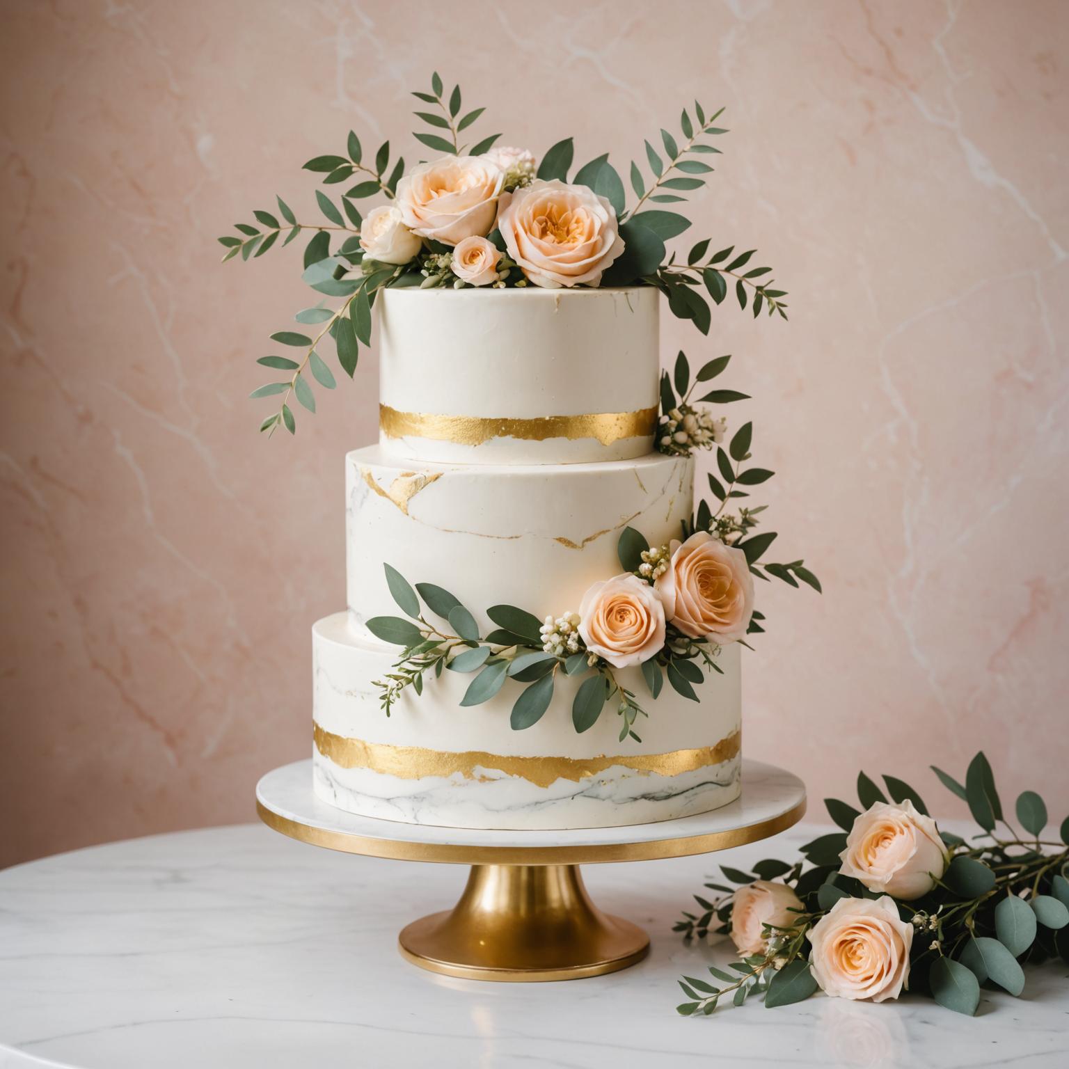 Two-tier celebration cake with fresh florals